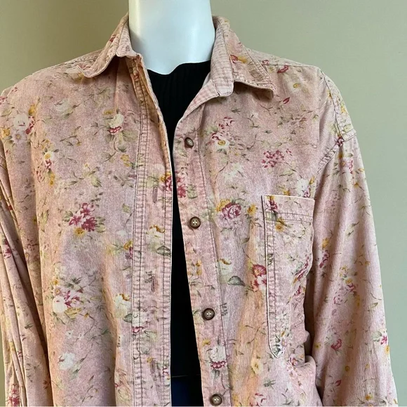 Vintage Corduroy Floral Blouse - Picture 4 of 6